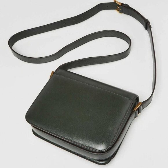 Yves Saint Laurent Green Smooth Leather Le 61 Framed Small Saddle Bag - Picture 2 of 12